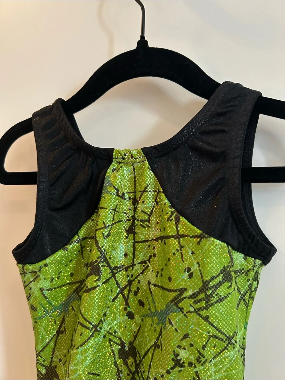 Snowflake Girls' Green Metallic Splash Gymnastics Leotard - Child’s Medium